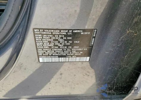 2019 Volkswagen Atlas Sel z USA, uszkodzony, nr VIN 1V2ER2CA0KC583455